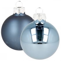 Bolas de natal vidro azul mate brilhante Ø5.5cm 26pcs