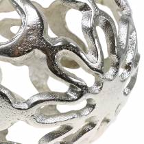 Bola decorativa perfurada metal prata Ø15cm