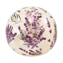 Itens Bola de cerâmica com motivo lavanda decoração em cerâmica roxo creme 12cm