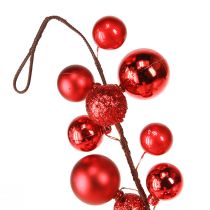 Itens Guirlanda de bolas vermelhas de 160 cm para decoração de árvore de Natal.