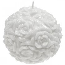 Vela bola rosas vela redonda branca decoração de mesa Ø10.5cm