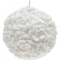Itens Vela esférica com motivo de rosa, decoração de mesa para casamentos e aniversários, 10,5 cm, branca.