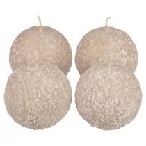 Itens Velas esféricas velas redondas de 8 cm bege glitter bola de neve 4 peças