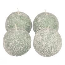 Velas bola 8 cm velas redondas glitter bola de neve verde 4 peças