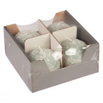 Itens Conjunto de 4 velas esféricas verdes de 8 cm com glitter para decoração de Natal e velas do Advento.