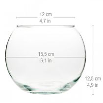 Itens Vaso de vidro transparente Vaso de mesa redondo Vaso de flores Ø15,5cm H12,5cm