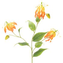 Itens Flor artificial Gloriosa laranja com hastes longas para vasos, 80cm, 3 unidades.