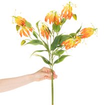Itens Flor artificial Gloriosa laranja com hastes longas para vasos, 80cm, 3 unidades.