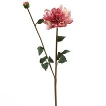 Flor artificial dália flor rosa com botão H57cm