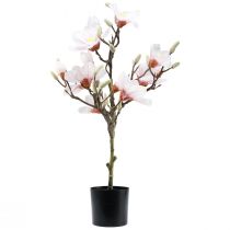 Itens Árvore artificial de magnólia rosa de 74 cm, decoração floral artificial.