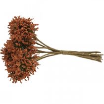 Itens Flores artificiais flores decorativas marrons em um buquê de 4 peças