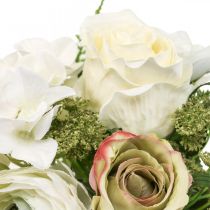 Flores artificiais buquê deco rosas ranúnculo hortênsia H23cm