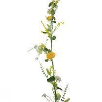 Cabide decorativo de flores artificiais primavera verão amarelo branco 150cm