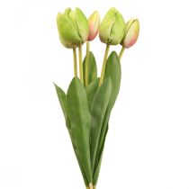 Flores artificiais verde tulipa, flor de primavera 48 cm pacote de 5