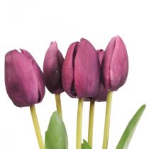 Flores artificiais tulipa roxa, flor de primavera 48 cm pacote de 5