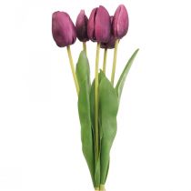 Flores artificiais tulipa roxa, flor de primavera 48 cm pacote de 5
