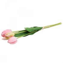 Flores artificiais tulipa rosa, flor de primavera 48 cm pacote de 5
