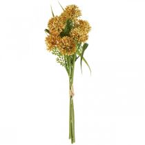 Itens Flores artificiais Allium amarelo decoração cebola ornamental 34cm 3 peças em maço