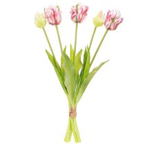 Itens Buquê de Flores Artificiais 5 Tulipas Papagaio Tulipas Artificiais 40cm