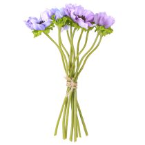 Itens Buquê de flores artificiais Anêmona Windflower Azul Roxo L28cm