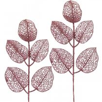 Itens Plantas artificiais, folhas decorativas, galho artificial rosa glitter L36cm 10p