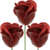 Rosas Artificiais Bordéus Cera Rosas Deco Rosas Cera Ø6cm 18 pçs