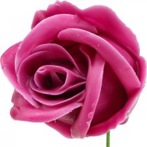 Rosas artificiais rosas de cera fúcsia rosas deco cera Ø6cm 18 peças