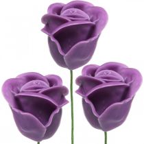 Rosas artificiais rosas de cera violeta rosas deco cera Ø6cm 18p