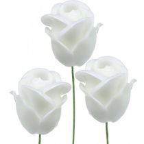 Rosas artificiais cera branca rosas rosas decorativas cera Ø6cm 18 unidades