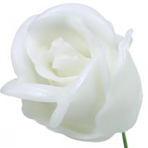 Rosas artificiais rosas de cera branca rosas deco cera Ø6cm 18 peças