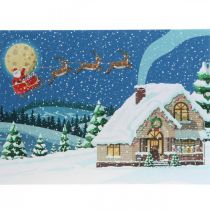 Quadro LED Natal Papai Noel com trenó Quadro LED de parede 38x28cm