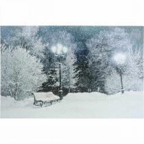 Quadro de LED Paisagem de inverno de Natal com banco de parque Mural de LED 58x38cm