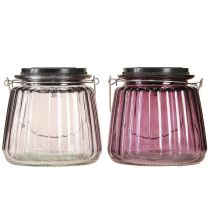 Itens Luz de jardim LED vidro solar para pendurar roxo Ø10,5cm 2 peças