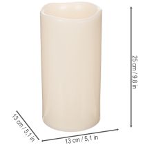 Itens Vela LED grande para funcionamento a bateria com temporizador, branco quente, para uso externo, 25 cm