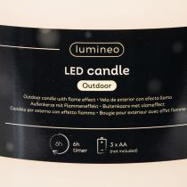 Itens Vela LED grande para funcionamento a bateria com temporizador, branco quente, para uso externo, 25 cm