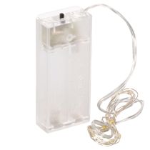 Itens Cordão de luzes LED a bateria para uso interno, branco quente, 10 LEDs, 1 m de comprimento, 6 unidades.