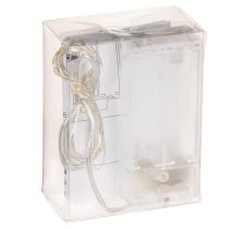 Itens Cordão de luzes LED a bateria para uso interno, branco quente, 10 LEDs, 1 m de comprimento, 6 unidades.