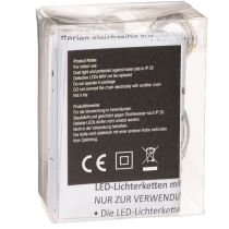 Itens Cordão de luzes LED a bateria para uso interno, branco quente, 10 LEDs, 1 m de comprimento, 6 unidades.