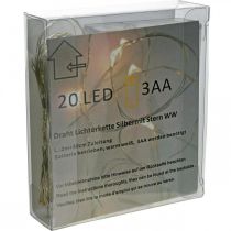 Itens Cordão de luzes LED, 20 lâmpadas, alimentado por bateria, 2 m, branco quente, 6 peças