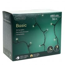 Itens Cadeia de luz de arroz LED para fora 480 36m preto/branco quente