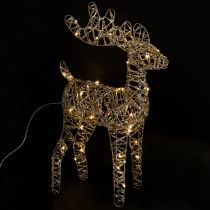 Itens Decoração de Natal de metal com rena LED para ambientes internos, dourada, altura 40 cm