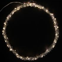 Itens Anel de LED decorativo em metal para pendurar prata branco quente 30cm