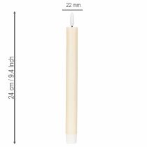 Itens Vela cônica de LED branca com luz branca quente, 24 cm, com temporizador, 2 unidades.