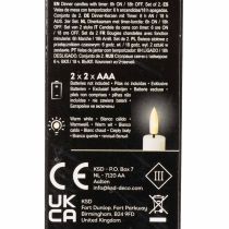 Itens Vela cônica de LED branca com luz branca quente, 24 cm, com temporizador, 2 unidades.