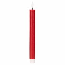 Itens Vela cônica de LED, vermelha com luz branca quente, 24 cm, 2 peças