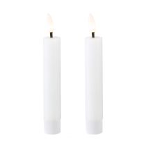 Itens Vela LED em bastão, vela de cera branca, LED branco quente, 14,5 cm, 2 peças