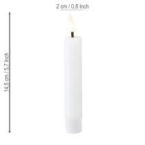 Itens Vela LED em bastão, vela de cera branca, LED branco quente, 14,5 cm, 2 peças