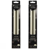 Itens Velas LED em bastão com temporizador velas ranhuradas creme 24,5 cm 4 peças
