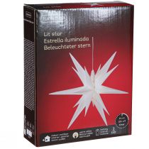 Itens Bateria temporizador LED estrela 3D branca externa Ø30cm Alt.74cm