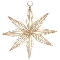 Itens Estrela decorativa de LED feita de arame para pendurar, 20 LEDs, branco quente, para uso interno, 22 cm